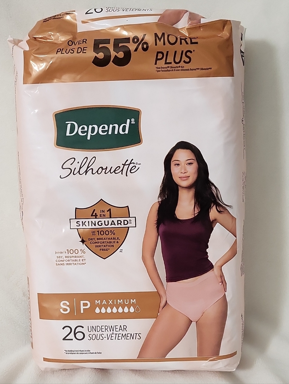 Depend Silhouette Maximum Absorbency Underwear Women S/P Beige 26 Count